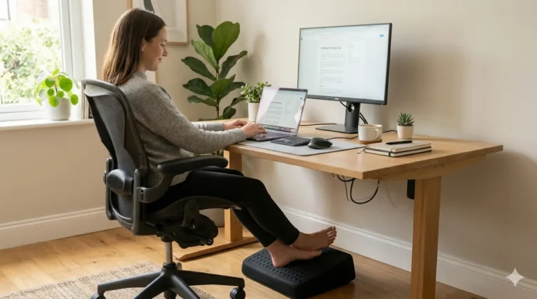Lady with footrest