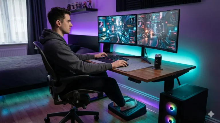 gamer with footrest